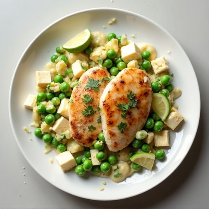 Creamy Pan-Seared Chicken and Paneer with Fresh Peas