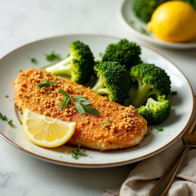 Crispy Lemon Herb Chicken with Roasted Broccoli