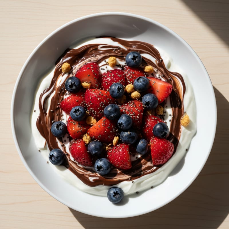 Creamy Greek Yogurt with Chocolate Protein and Fresh Berries