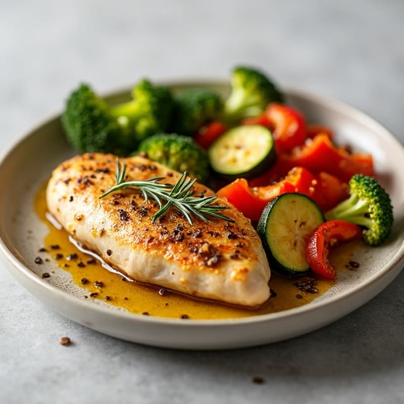 Herb-Crusted Pan Seared Chicken with Roasted Vegetables