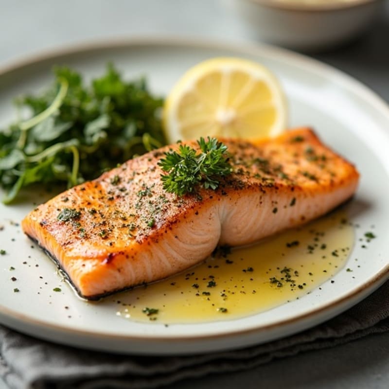 Herb-Crusted Pan Seared Salmon with Lemon