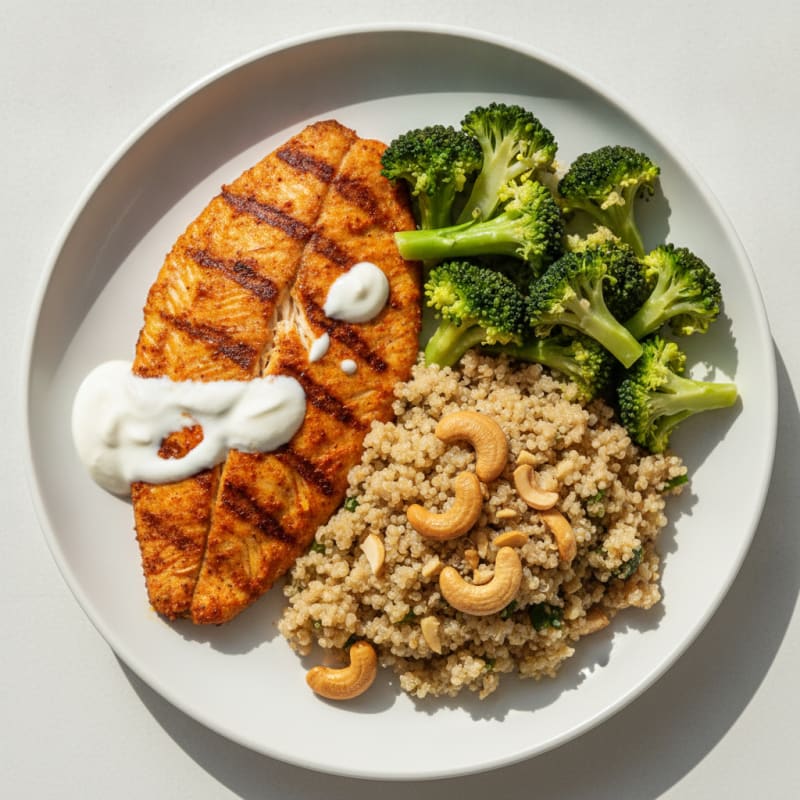 Tandoori Fish Fillet with Quinoa Pulao and Steamed Broccoli
