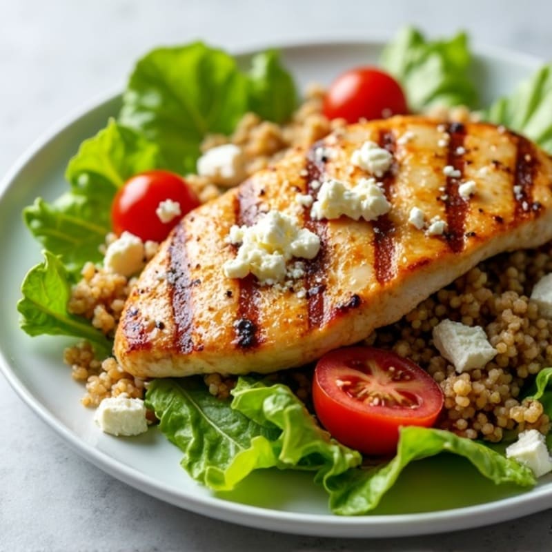 Grilled Chicken Breast with Crisp Romaine and Quinoa Salad
