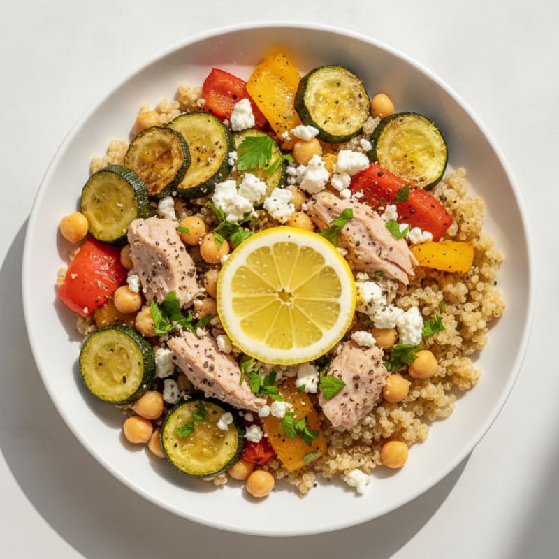 Mediterranean Tuna Bowl with Roasted Vegetables