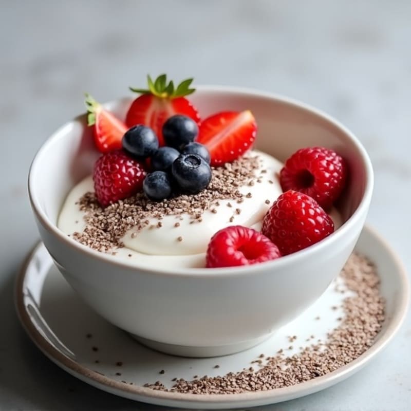 Creamy High-Protein Greek Yogurt with Fresh Berries and Crunchy Seeds