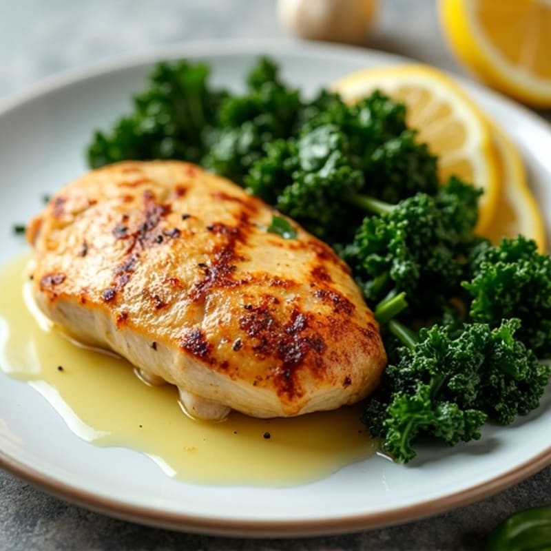 Lemon Garlic Pan-Seared Chicken with Sautéed Greens