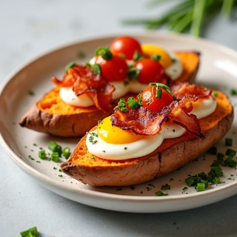 Crispy Bacon-Loaded Sweet Potato Boats