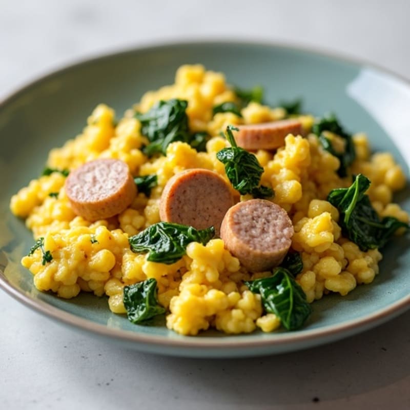 Egg White Scramble with Spinach and Turkey Sausage