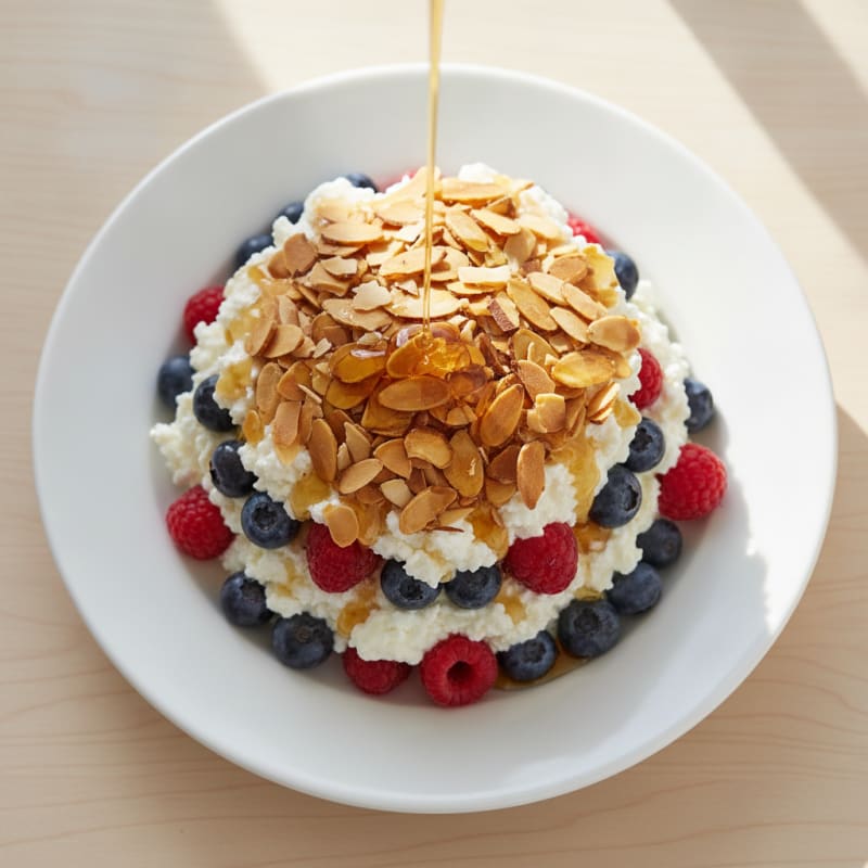 Cottage Cheese Berry Parfait with Almond Crunch