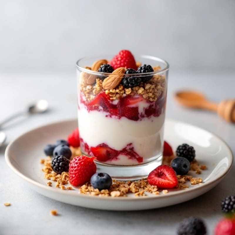 Creamy Greek Yogurt Parfait with Mixed Berries and Toasted Almonds