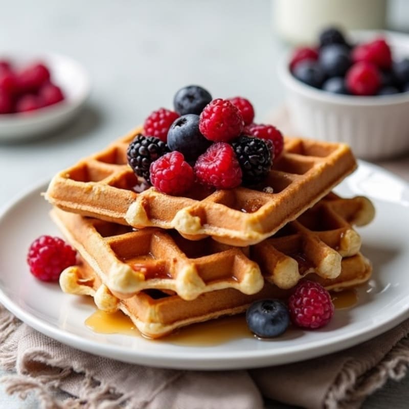 Protein-Packed Almond Flour Waffles with Berry Compote