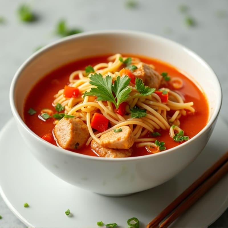 Spicy Sriracha Chicken and Vegetable Noodle Soup