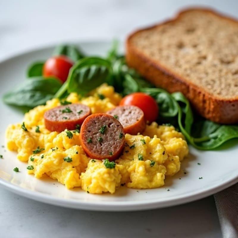 Egg White Scramble with Spinach and Turkey Sausage