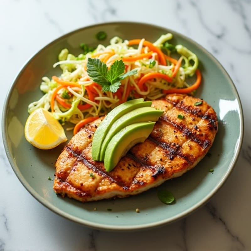 Grilled Chicken Breast with Crunchy Cabbage Slaw
