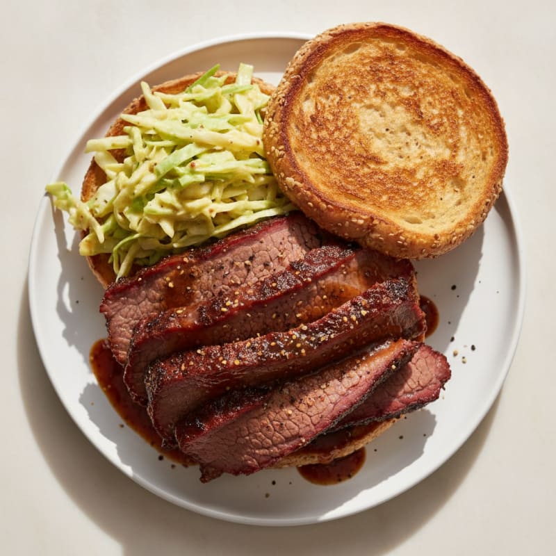 Smoky Brisket Sandwich with Tangy Cabbage Slaw