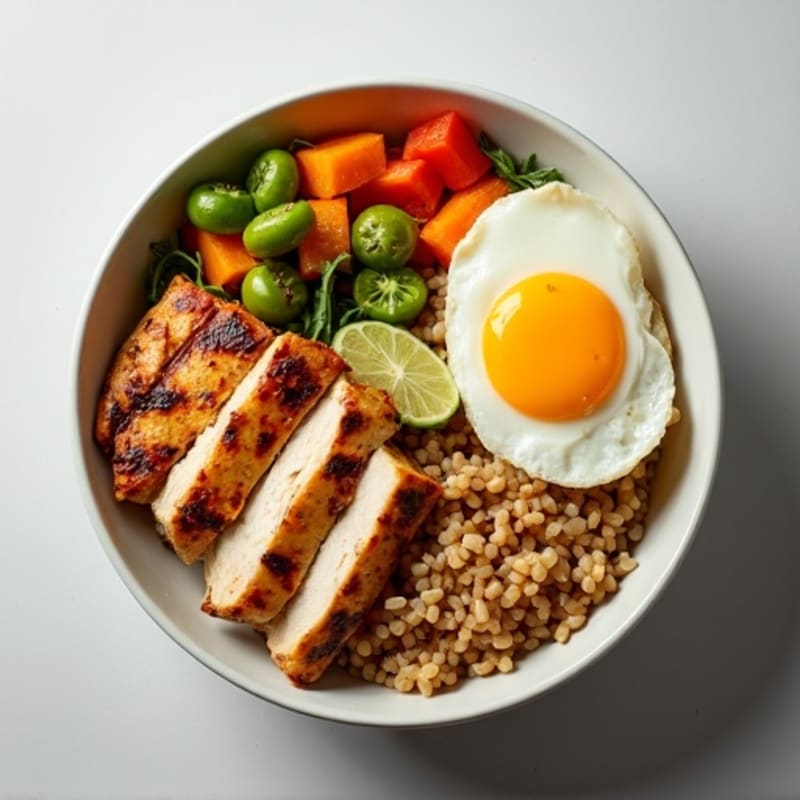 Grilled Chicken Rice Bowl with Roasted Vegetables