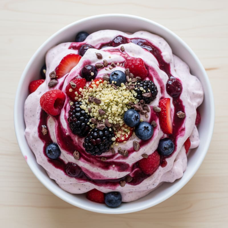 Greek Yogurt Protein Mousse with Mixed Berries