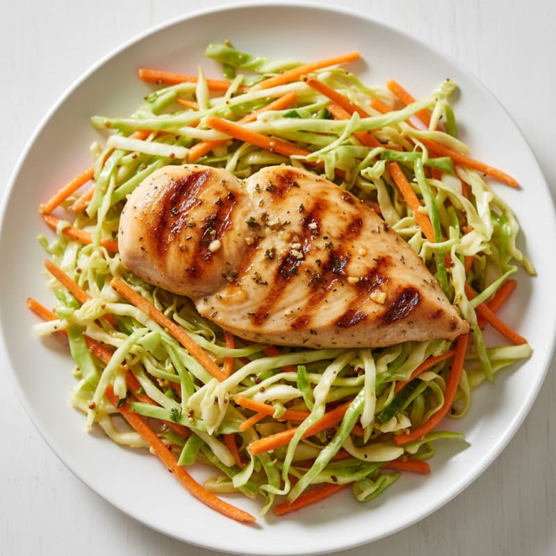 Grilled Chicken Breast with Crunchy Cabbage Slaw
