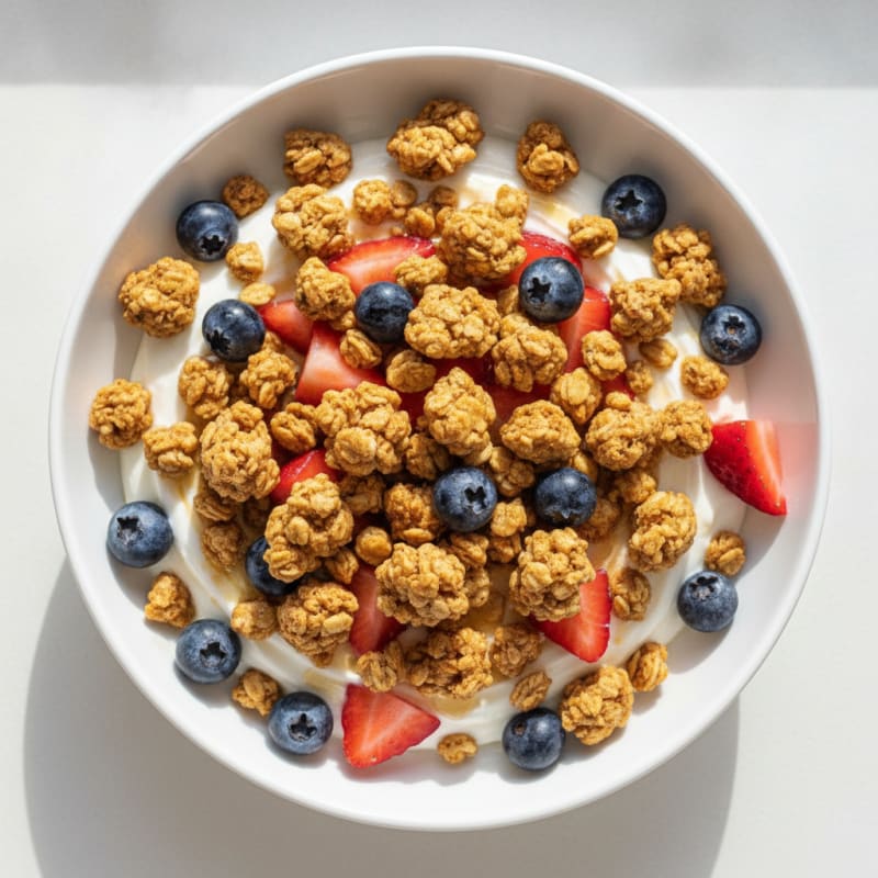 Creamy Greek Yogurt Bowl with Protein Granola and Berries