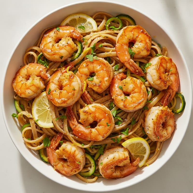 High-Protein Garlic Butter Shrimp Scampi with Linguine