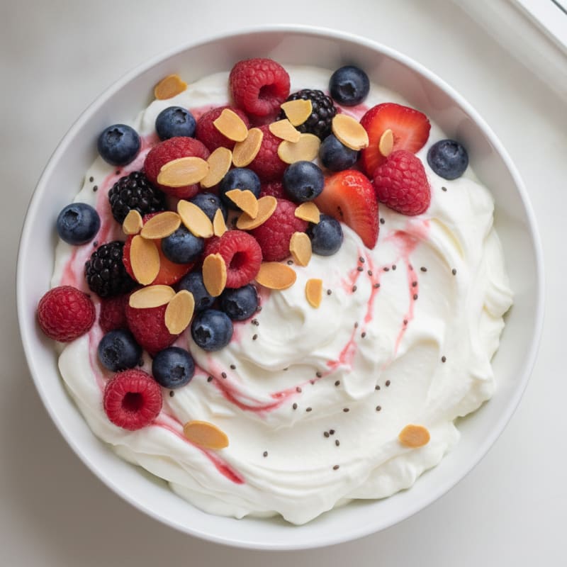 Silky Greek Yogurt Protein Pudding with Mixed Berries