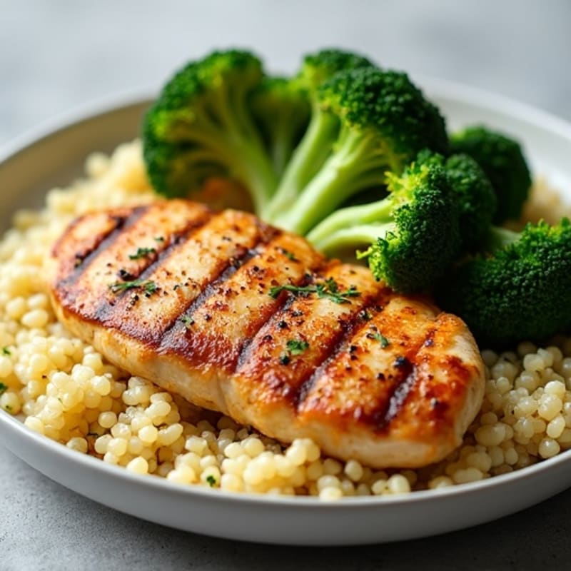 Grilled Chicken Breast with Roasted Broccoli and Quinoa