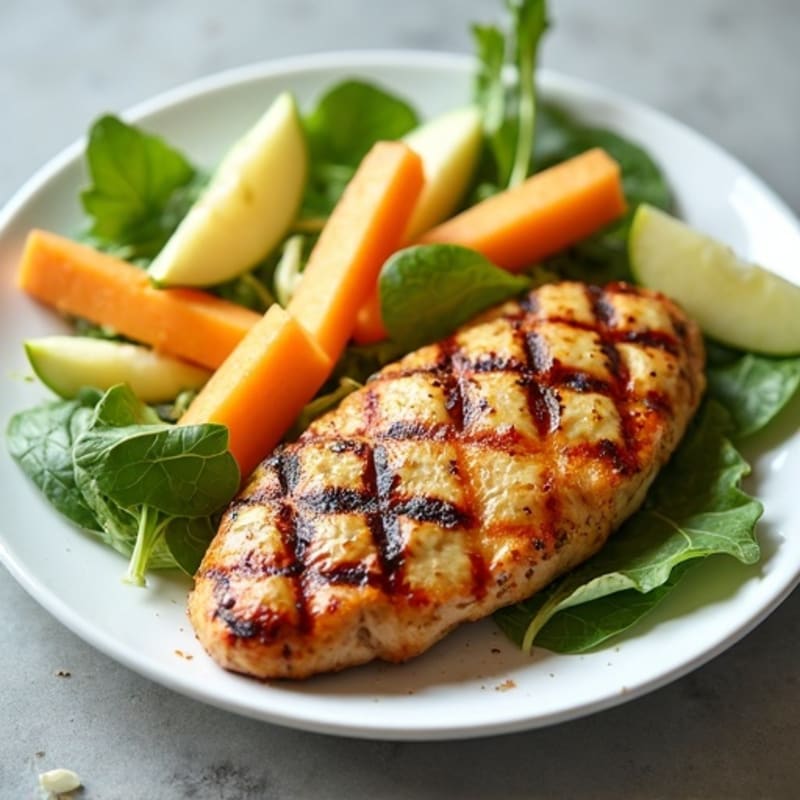 Grilled Chicken with Fresh Honey Melon Apple Salad