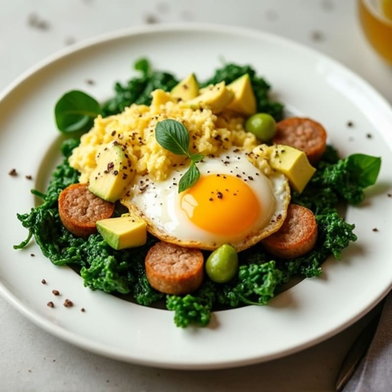 Egg White and Turkey Sausage Scramble with Spinach