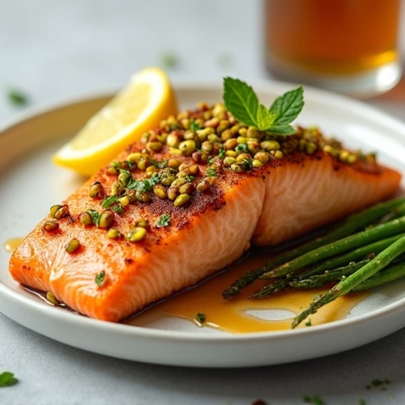 Crispy Pistachio-Crusted Salmon with Honey-Miso Glaze