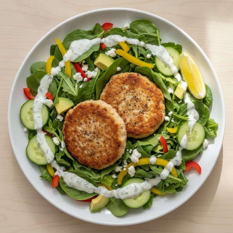 Pan-Fried Turkey Burger Salad