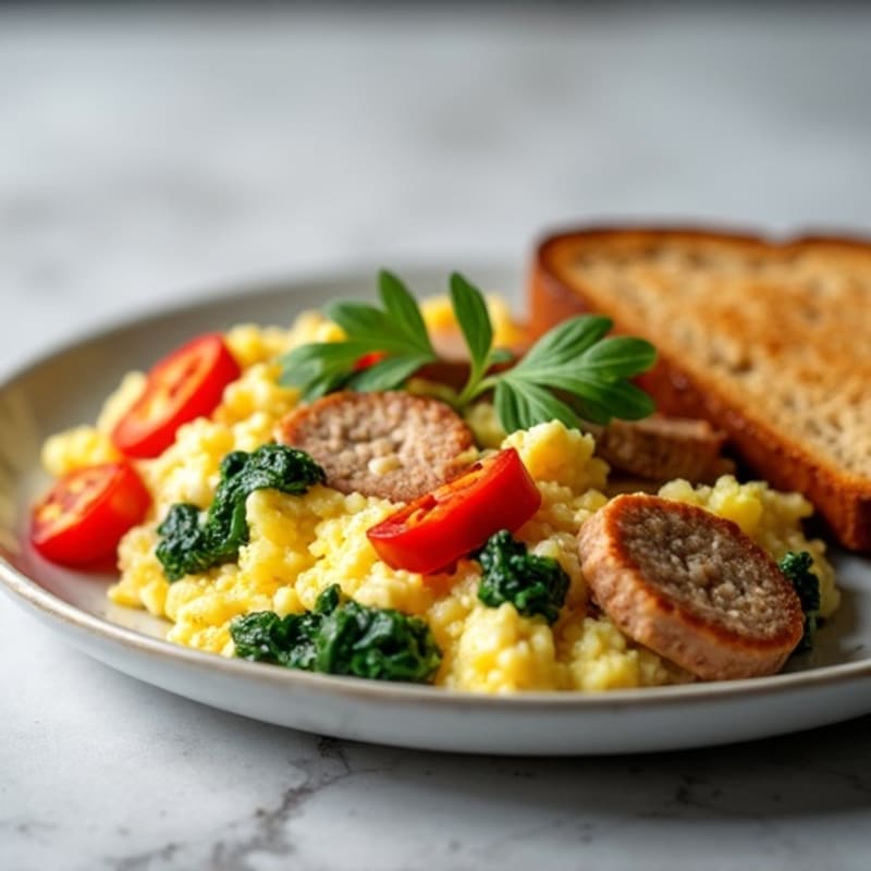 Egg White Veggie Scramble with Turkey Sausage