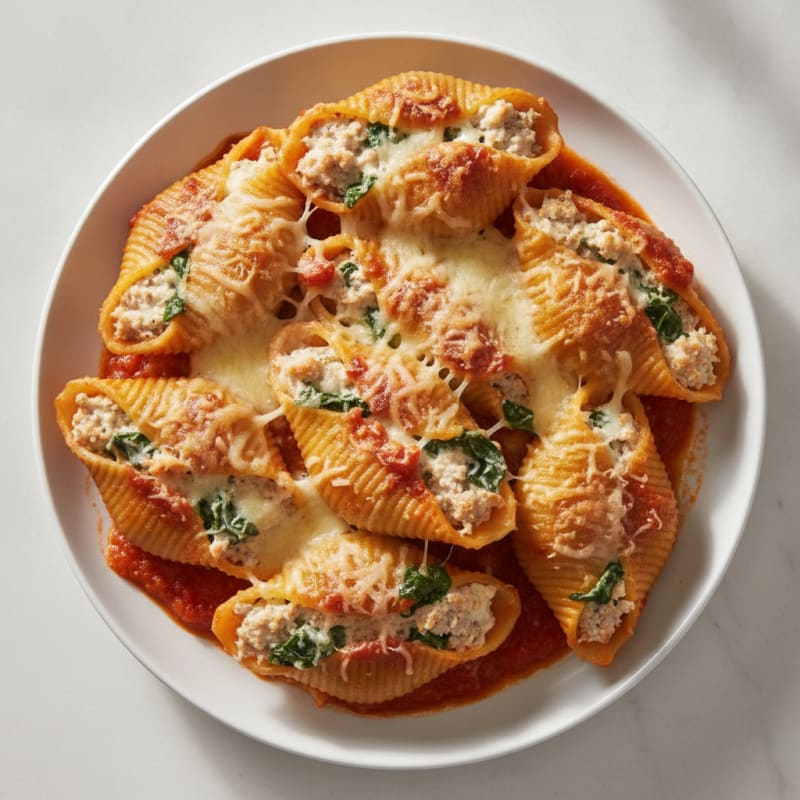 Baked Spinach Ricotta Stuffed Shells