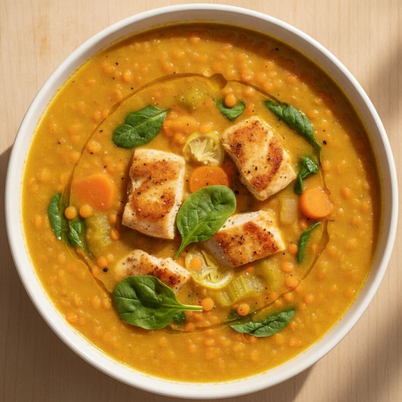 Hearty Red Lentil Soup with Vegetables