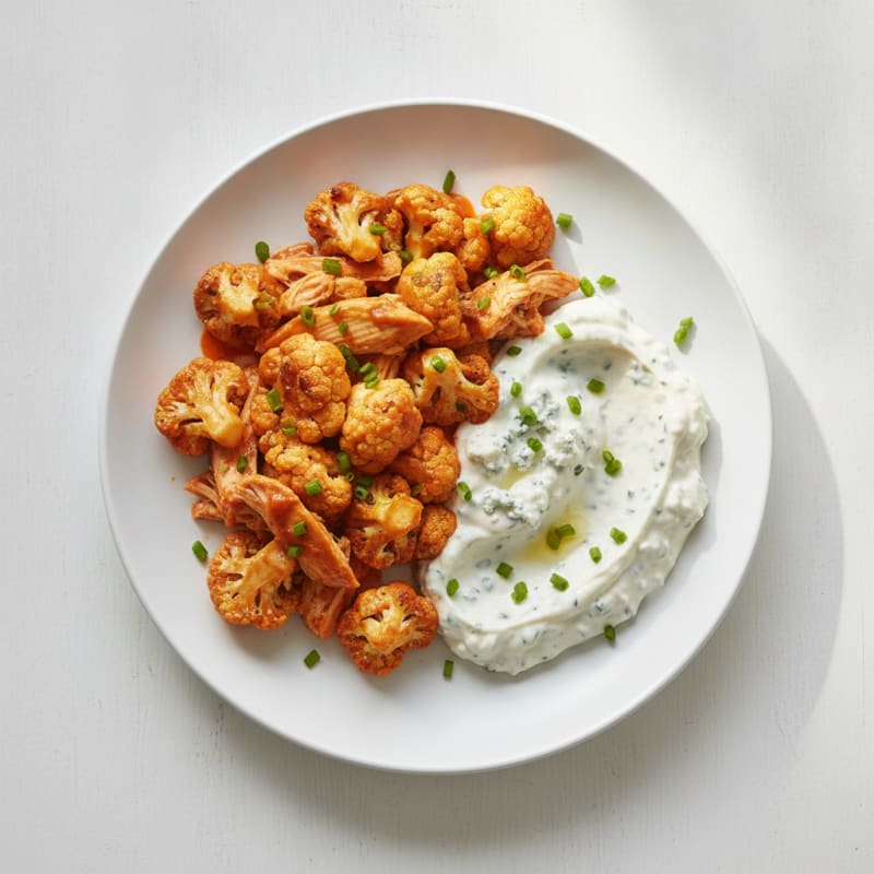 Buffalo Cauliflower with Blue Cheese Dip