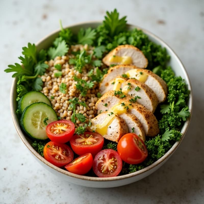 Fresh Herb Chicken Rice Bowl with Lemon Tahini Drizzle