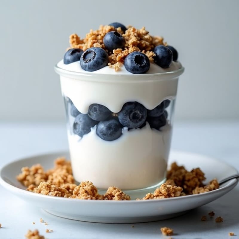 Creamy Greek Yogurt Parfait with Fresh Blueberries and Crunchy Granola
