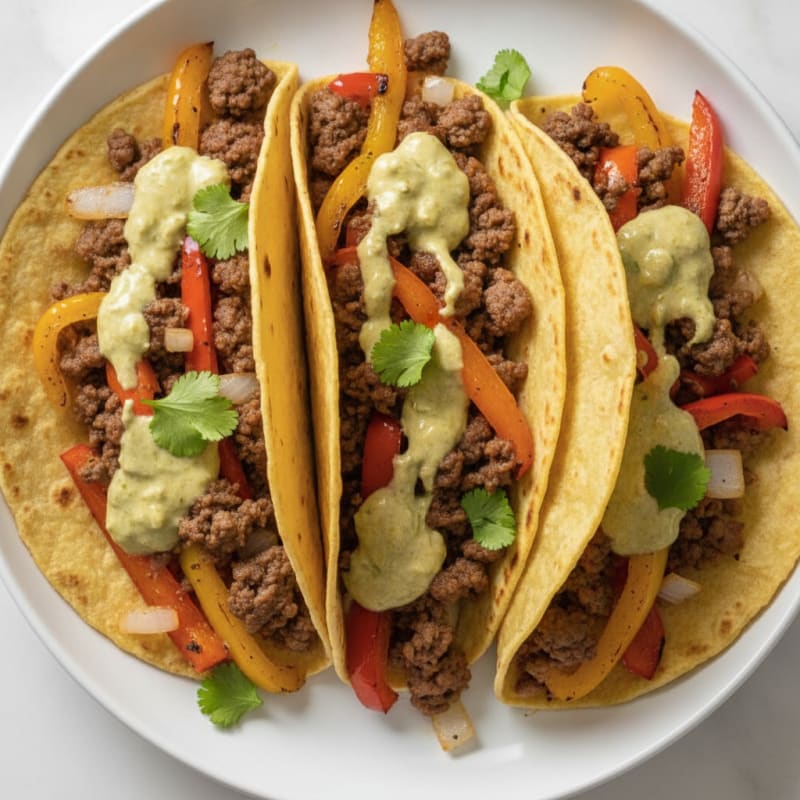 Sheet Pan Cheesy Beef Tacos with Honey-Lime Drizzle
