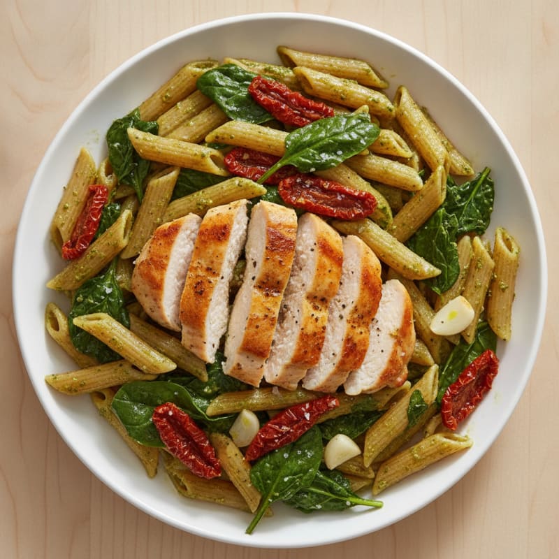 Pesto Chicken with Sundried Tomatoes Pasta