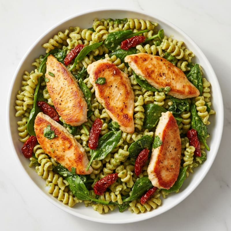 Creamy Pesto Chicken and Sun-Dried Tomato Pasta