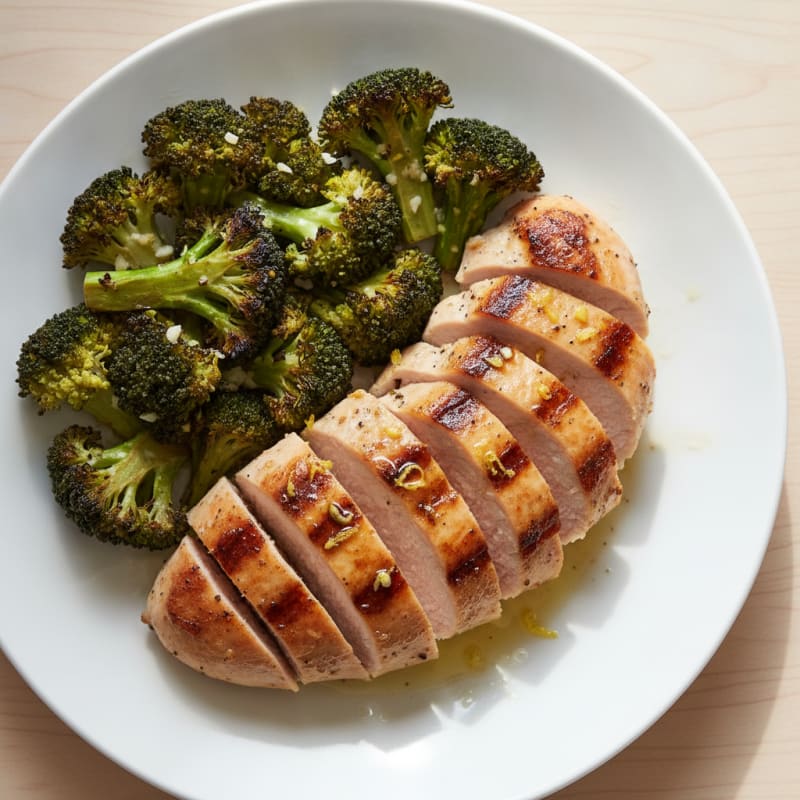 Grilled Turkey Breast with Roasted Broccoli