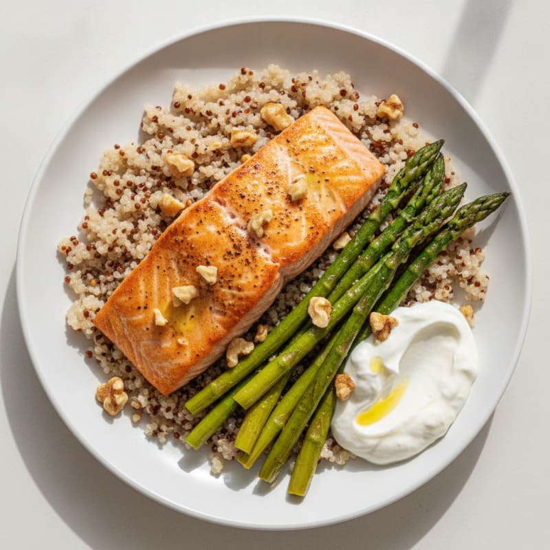 Seared Salmon with Quinoa and Roasted Vegetables