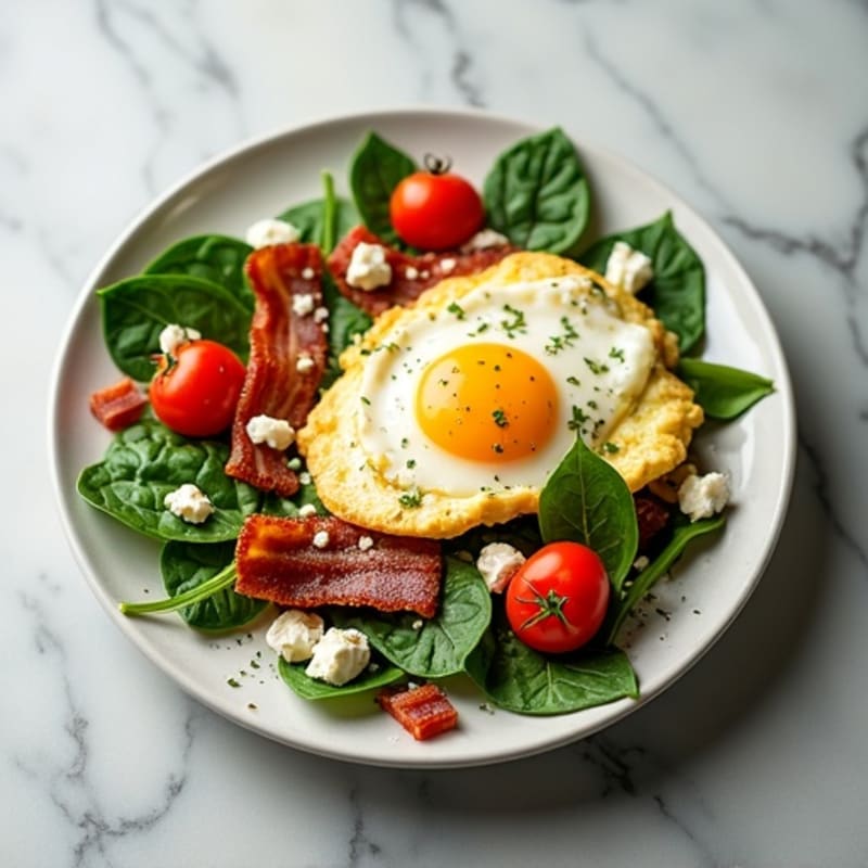 Egg White and Spinach Scramble with Turkey Bacon