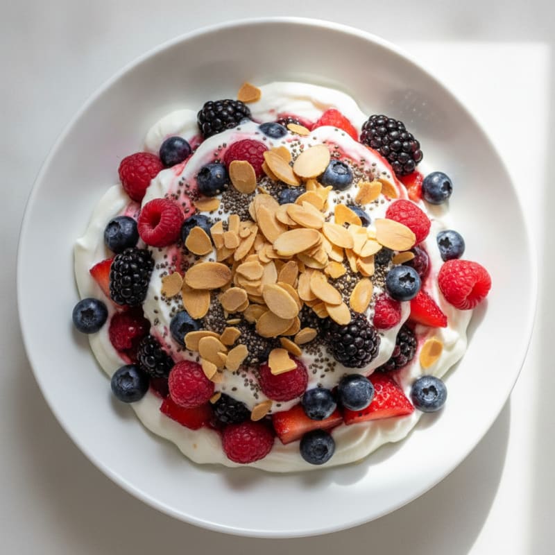 Greek Yogurt Protein Parfait with Mixed Berries