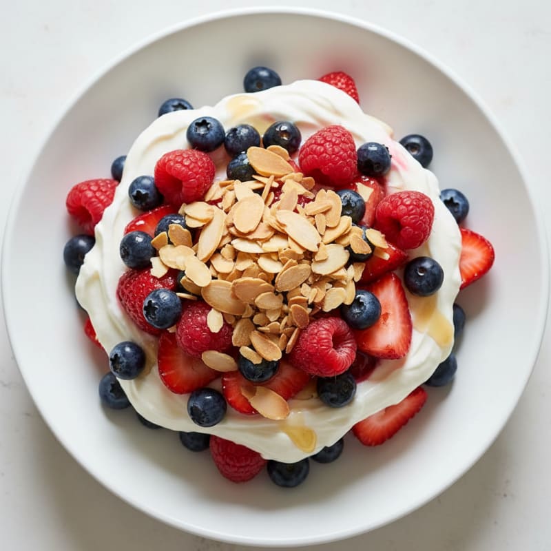 Greek Yogurt Protein Parfait with Berries and Almonds