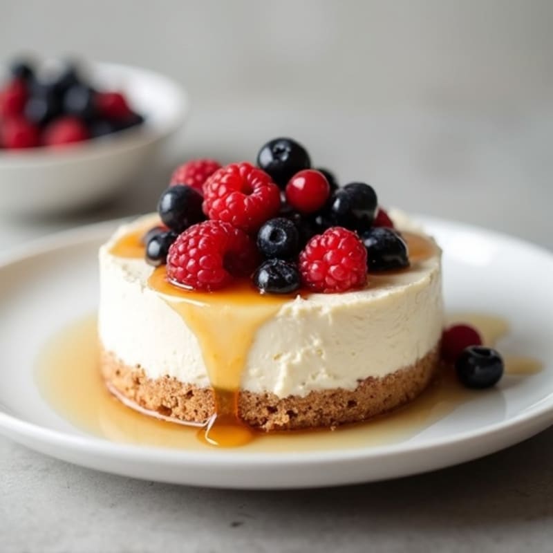 Greek Yogurt Protein Cheesecake with Mixed Berries