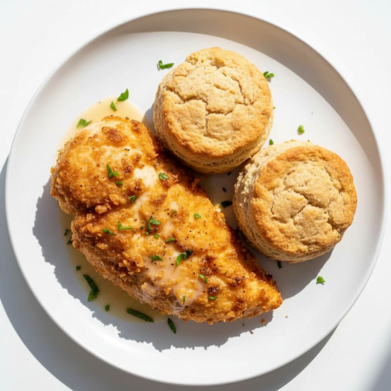 Clean Buttermilk Fried Chicken and Fluffy Almond Biscuits