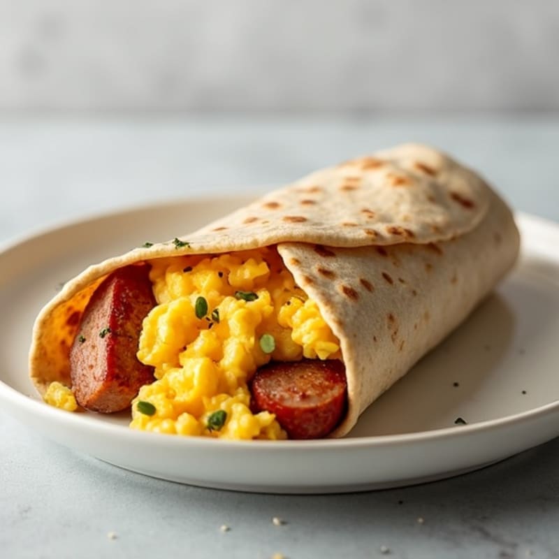 Hearty Scrambled Egg, Turkey Sausage, and Roasted Potato Burrito