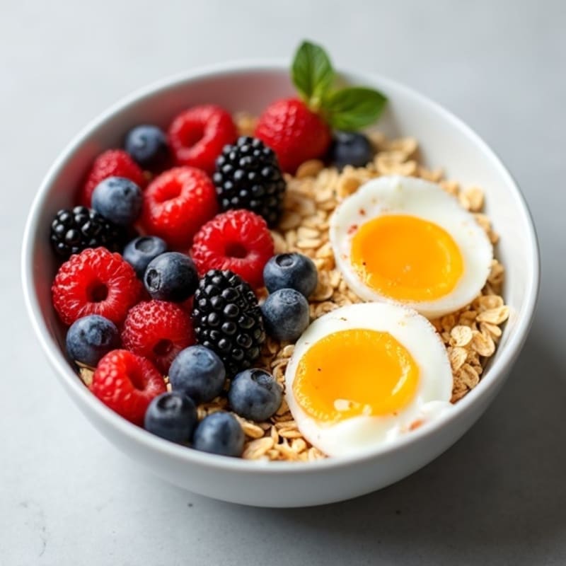 Fluffy Egg White Oatmeal Bowl with Fresh Berries