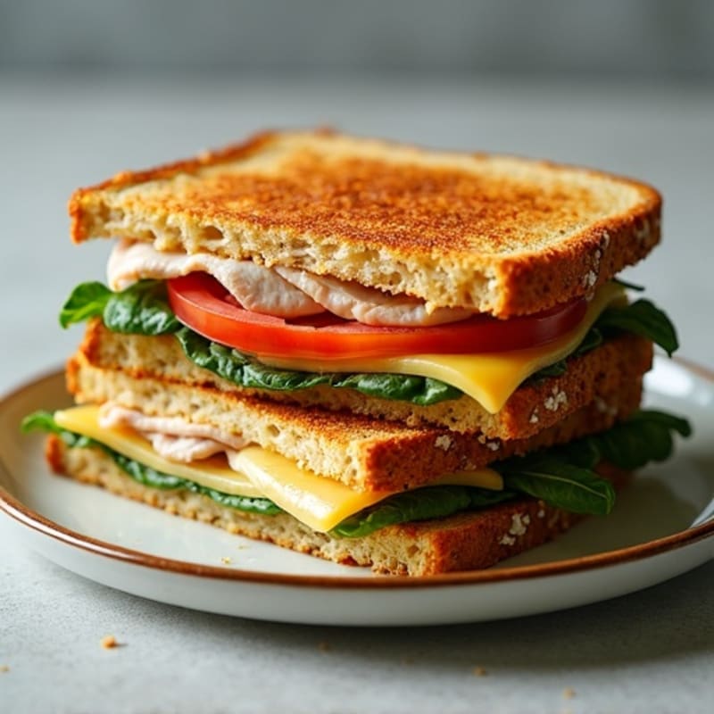 Crispy Whole Grain Stacked Turkey and Veggie Melt