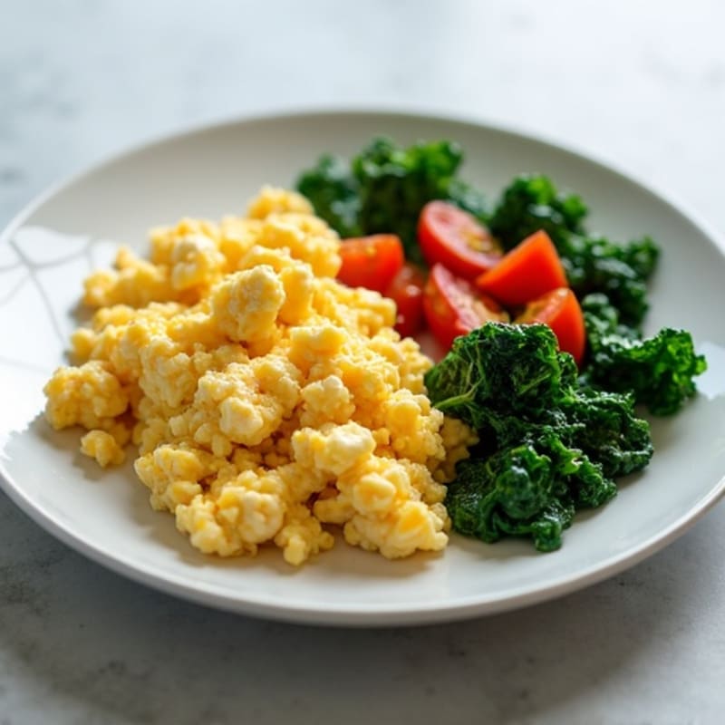 Cottage Cheese Egg White Scramble with Sautéed Spinach